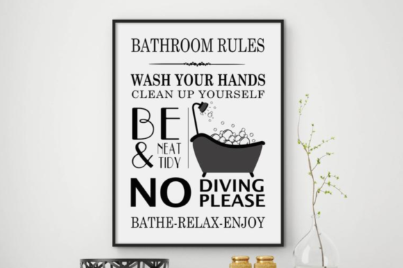 Download Bathroom Rules Wall Art Home Decor Print - Decor Collection