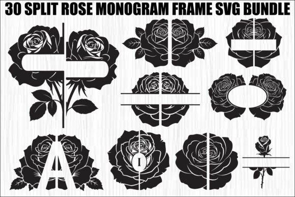 Download Split Rose Monogram Frame Bundle - Rose monogram Collection