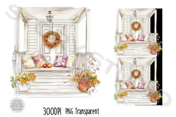 Download Fall Porch Decor with Wreath and Swing - Decor Collection