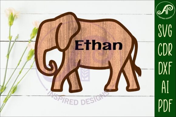 Download Elephant Outline Two Layer Name Sign - Layer name sign Collection