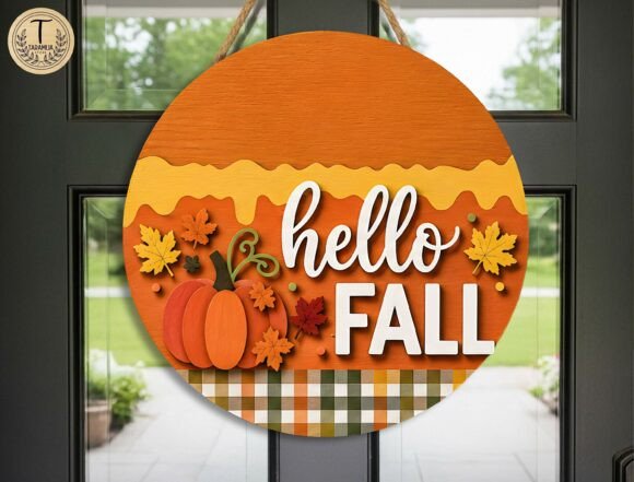 Download Hello Fall Door Hanger Laser Cut SVG - Premium Bundle