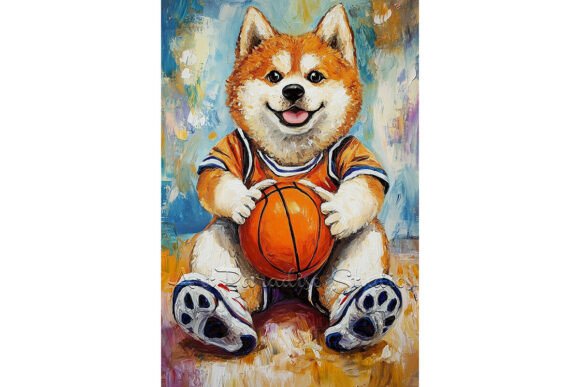 Download Akita Dog Basketball Print Wall Decor - Decor Collection