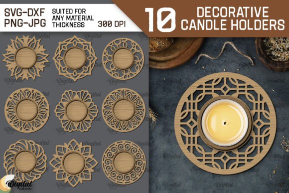 Download Decorative Candle Holder LaserCut Bundle - Decor Collection