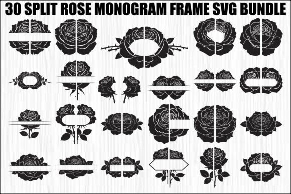 Download Split Rose Monogram Frame Bundle - Rose monogram Collection