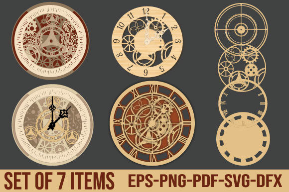 Download Laser Cut Decorative Wall Clock Set - Decor Collection