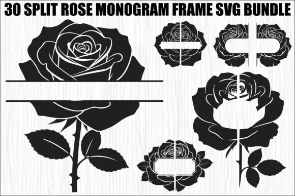 Download Split Rose Monogram Frame Bundle - Rose monogram Collection