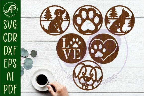 Download Dog Lovers Coasters, Laser Cut out 2 - Love Collection