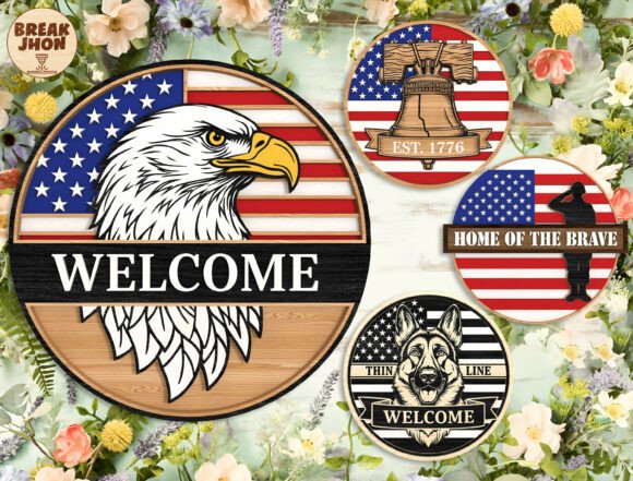 Download Patriotic American Door Hanger Bundle - Premium Resources