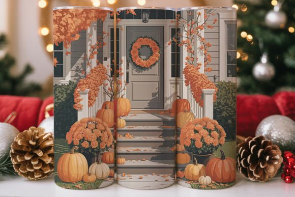 Download Autumn Porch Decor 20oz Tumbler Wrap - Decor Collection