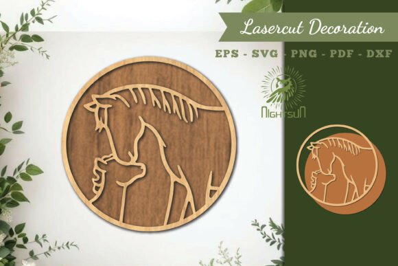 Download Mom and Baby Horse Lasercut Decoration - Decor Collection