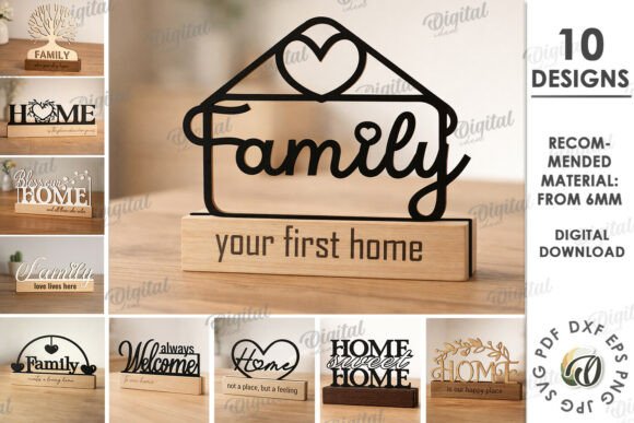 Download 3D Home Decor Signs Bundle Laser Cut - Decor Collection