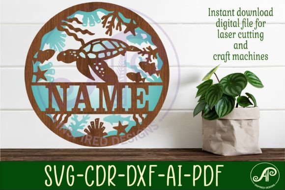 Download Turtle Two Layer Name Sign Svg Laser Cut - Layer name sign Collection