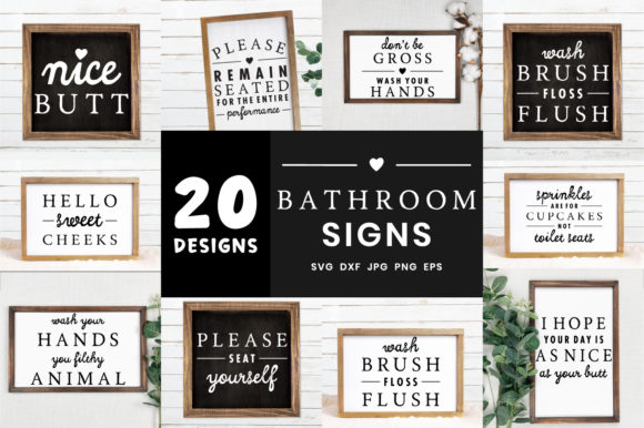 Download Farmhouse Bathroom Signs Bundle | Home Decor Signs - Decor Collection